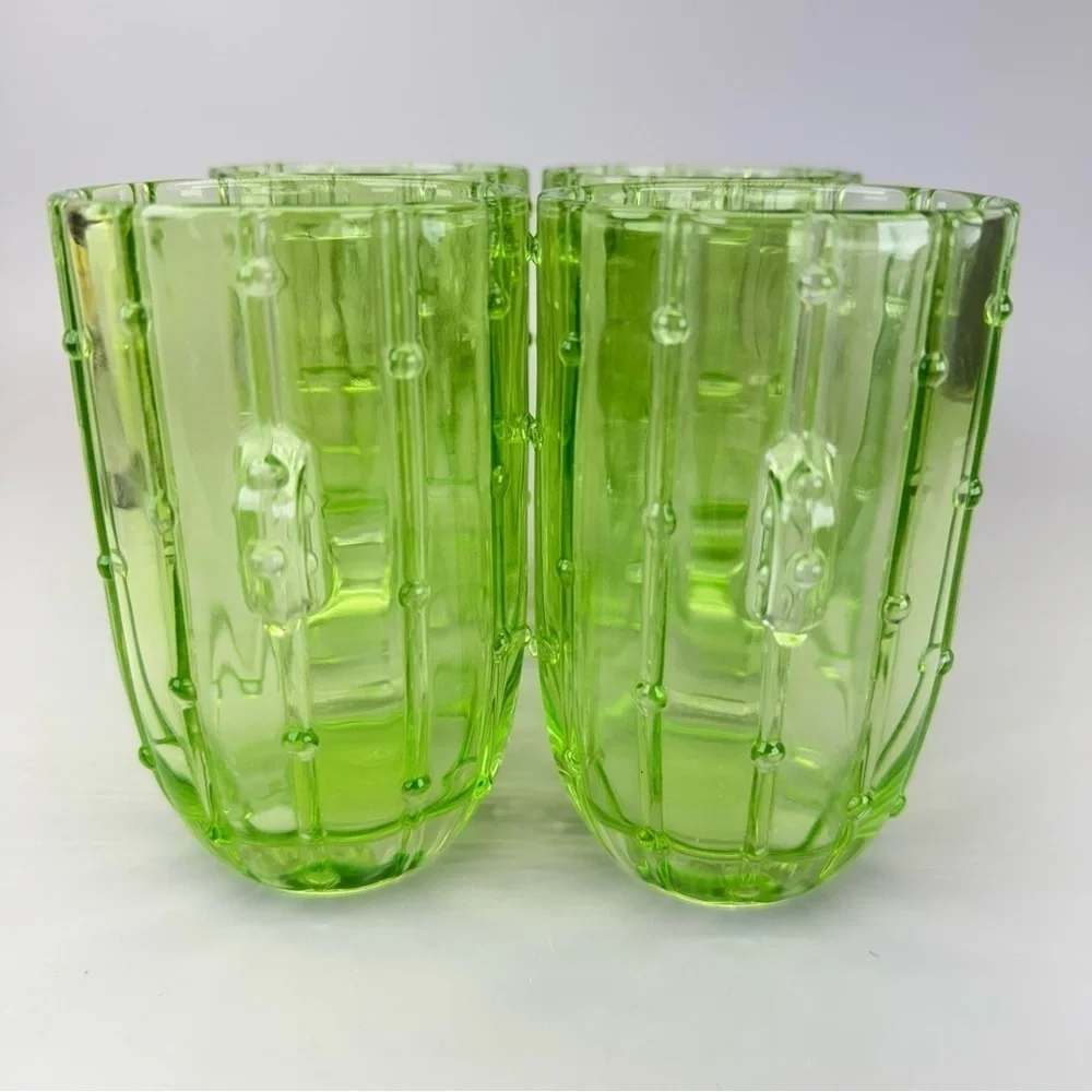 John Lewis Green Glass Cactus Tumblers Glasses